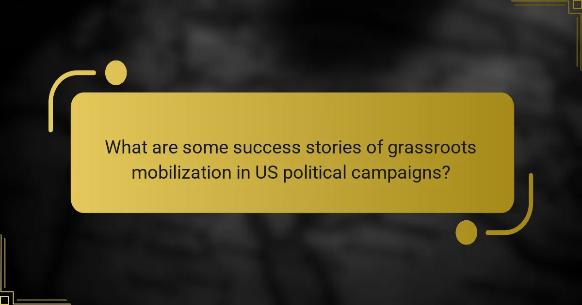 What are some success stories of grassroots mobilization in US political campaigns?