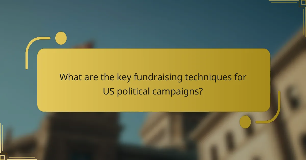 What are the key fundraising techniques for US political campaigns?