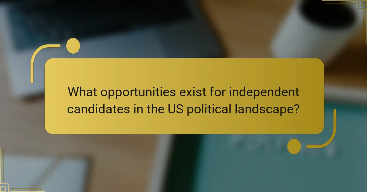What opportunities exist for independent candidates in the US political landscape?